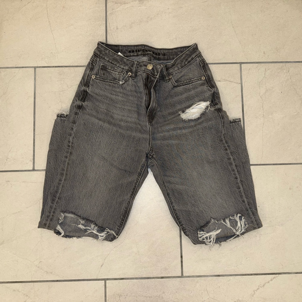 American Age Distressed Black Denim Shorts